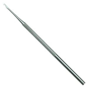 stainless steel pedicure instrument with hooked head