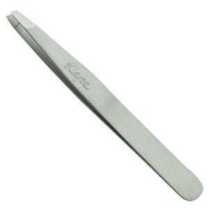curved stainless steel tweezers with oblique cut